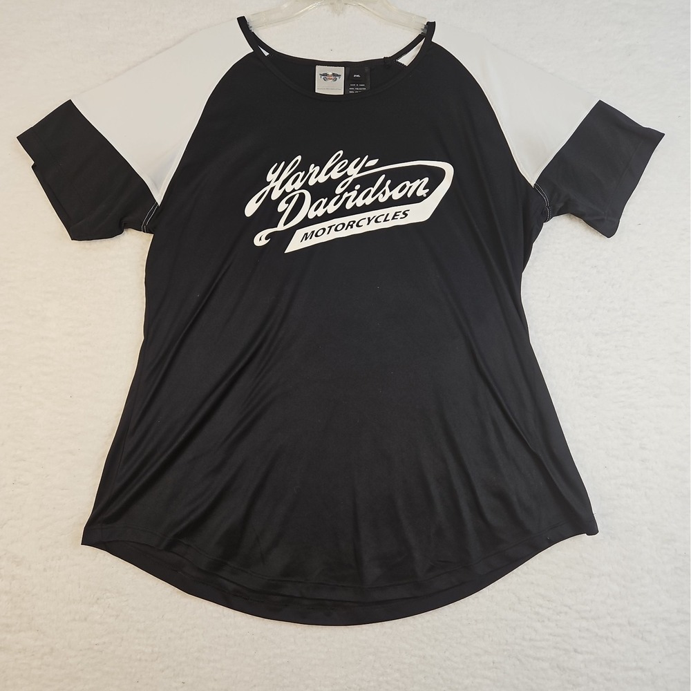 Harley Davidson Motorcycles Women's 2XL Black White Shirt Super Soft Stretch - Picture 2 of 9
